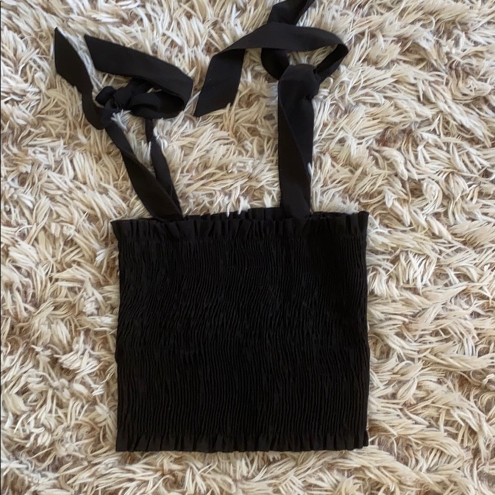 Black top with tie straps